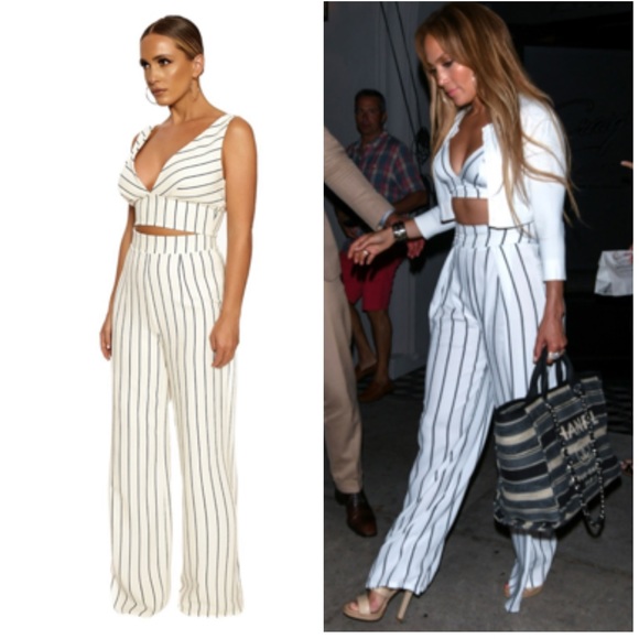 Naked Wardrobe stripe crop top high waist pant set - Picture 8 of 8